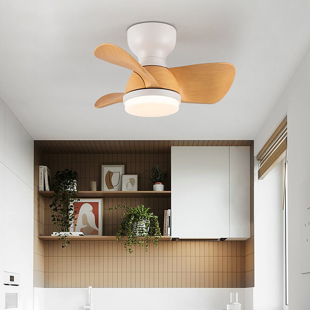 Ventilateur de plafond élégant et simple pour chambre à coucher avec éclairage LED