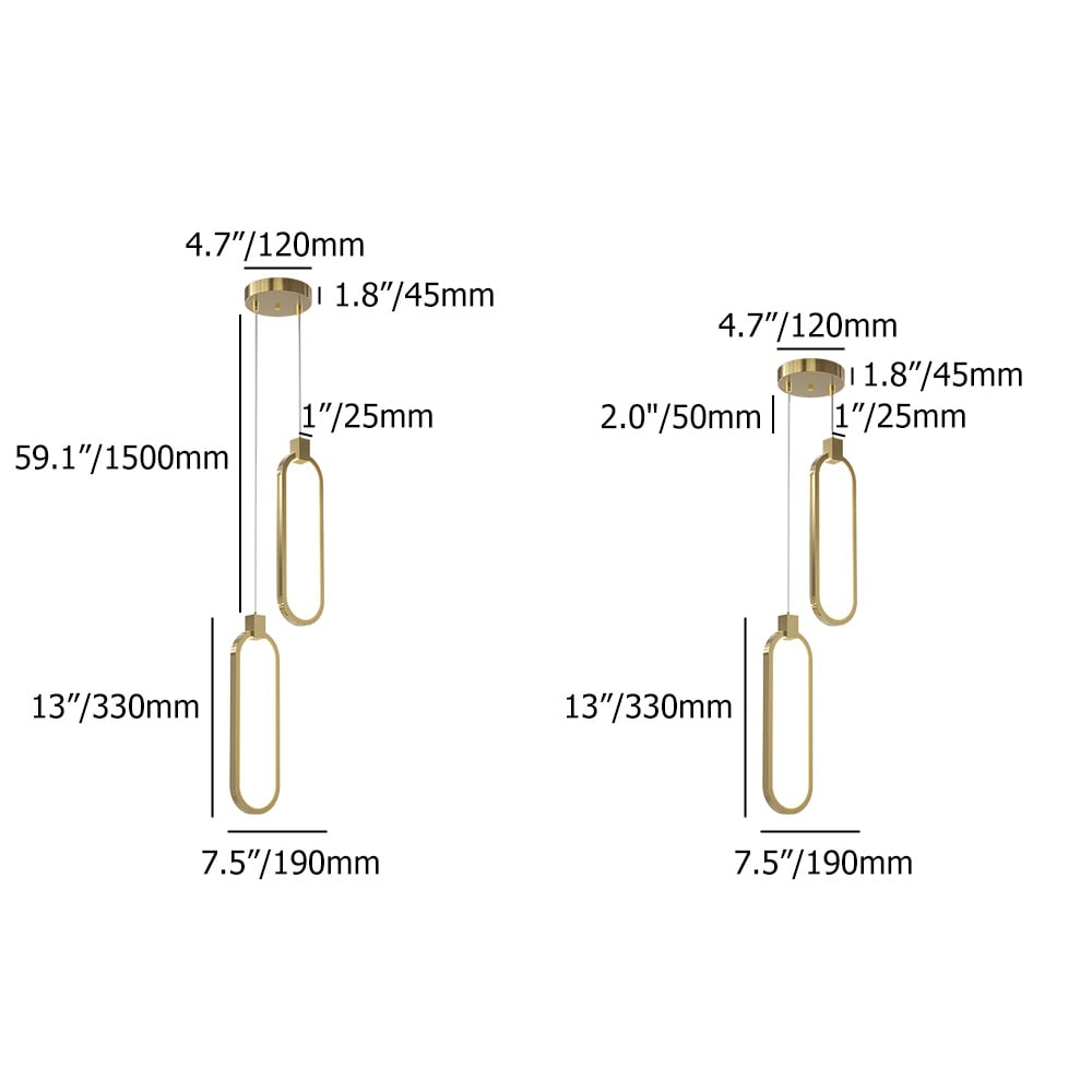 Suspension Circulaire 2-Luminaires en Laiton Doré Charmant