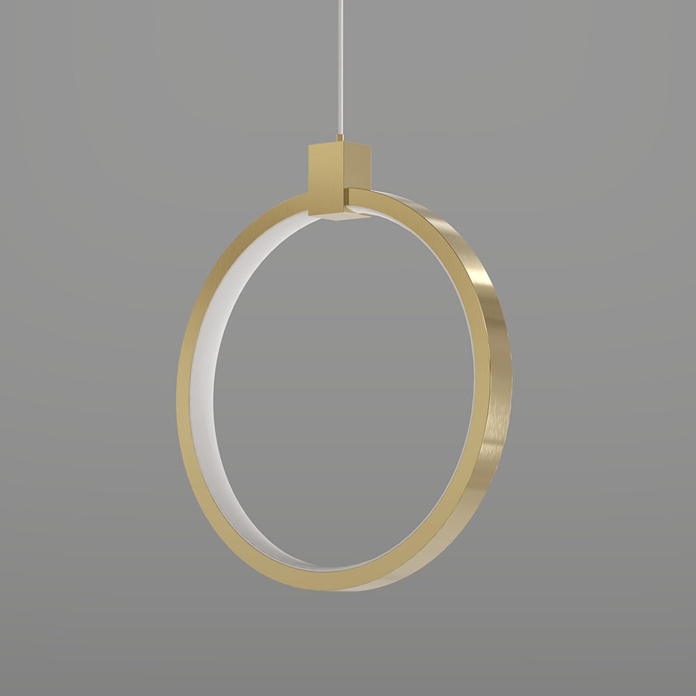Suspension Circulaire 2-Luminaires en Laiton Doré Charmant