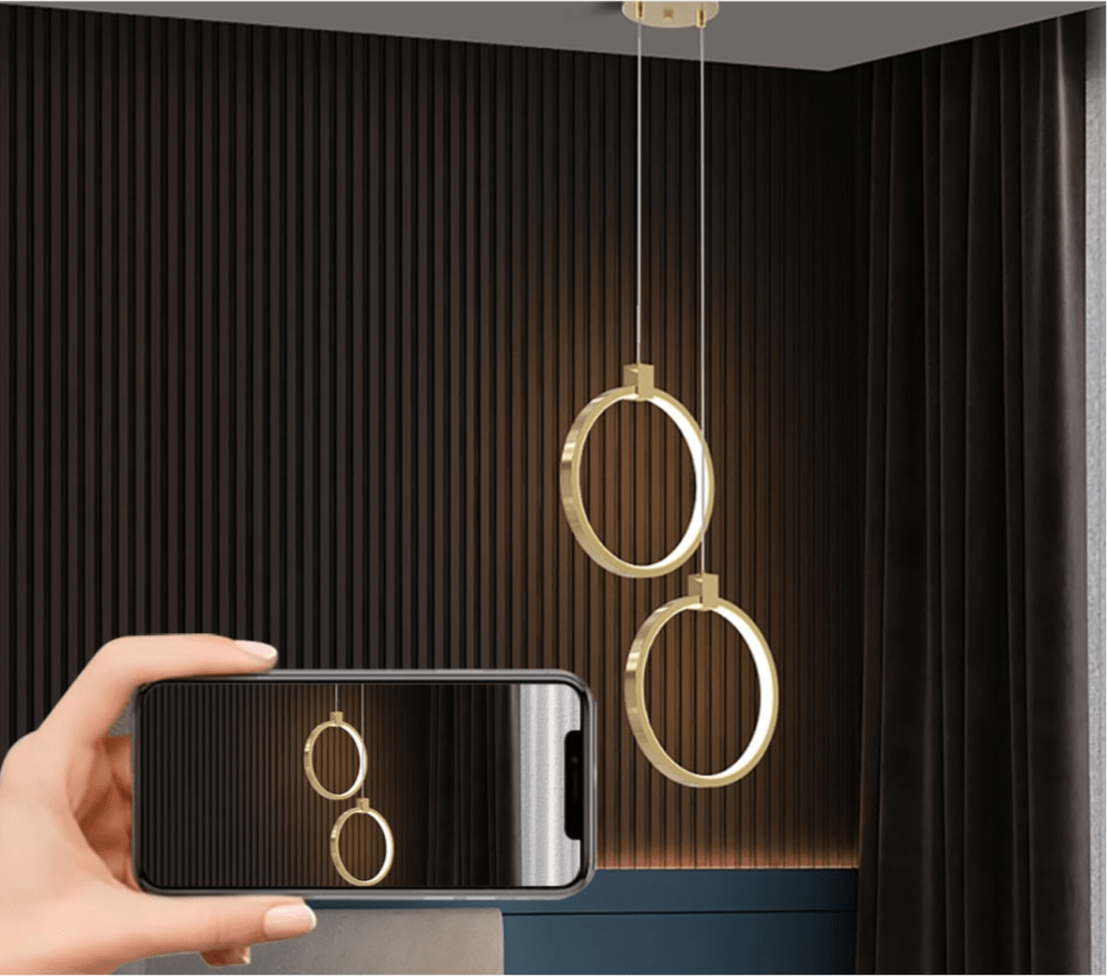 Suspension Circulaire 2-Luminaires en Laiton Doré Charmant