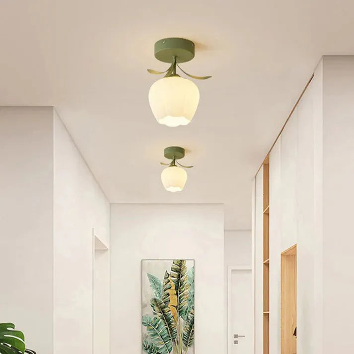 Lampe de plafond Tiffany simple avec mini-fleurs