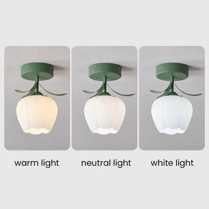 Lampe de plafond Tiffany simple avec mini-fleurs