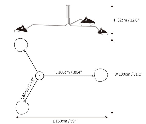 Plafonnier Serge Mouille A