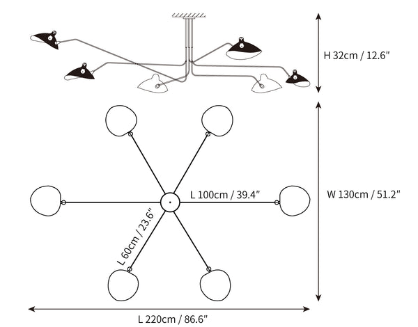Plafonnier Serge Mouille A